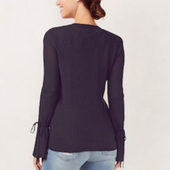 LC Lauren Conrad Black Open Front Tie Sleeve Cardigan XS NWT - Picture 4 of 10